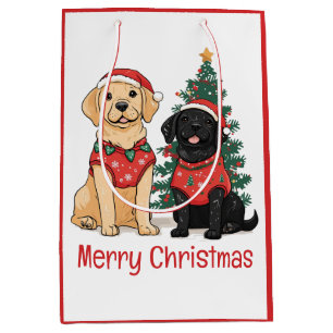 Merry Christmas Labrador Retriever Dogs Medium Gift Bag