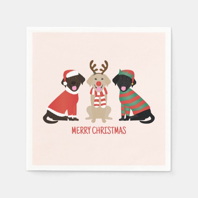 Merry Christmas Labrador Retriever Dogs Napkins (Front)