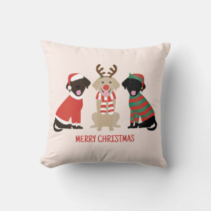 Merry Christmas Labrador Retriever Dogs Throw Pillow