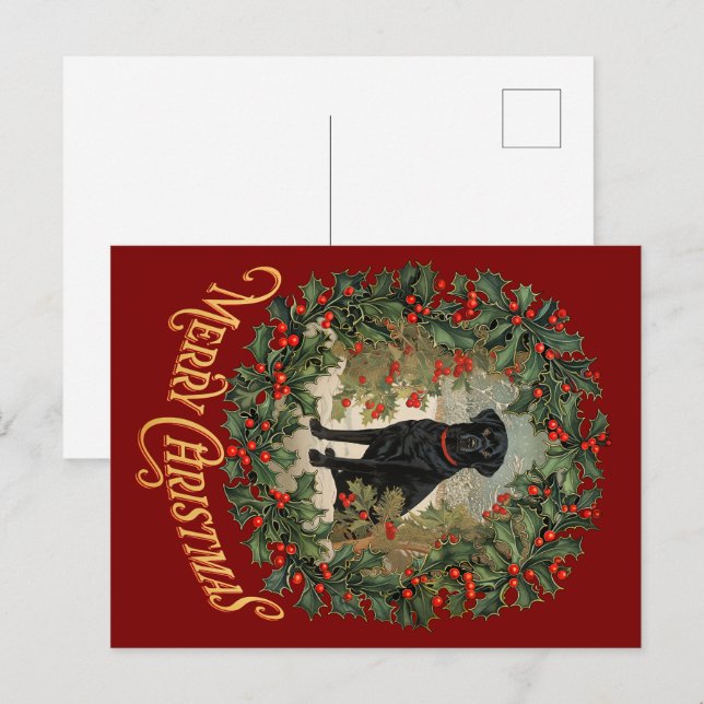 Merry Christmas Labrador Retriever Postcard (Front/Back)