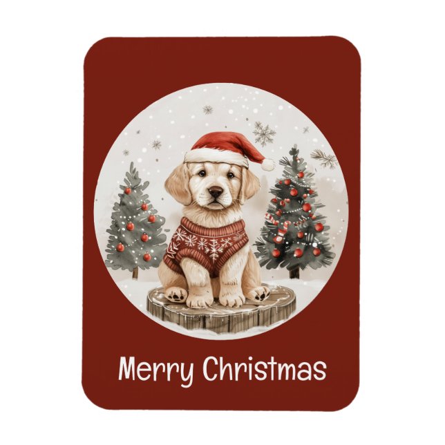 Merry Christmas Labrador Retriever Puppy Magnet (Vertical)