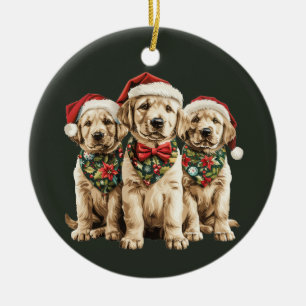 Merry Christmas Labrador Retriever Santa Puppy Dog Ceramic Ornament