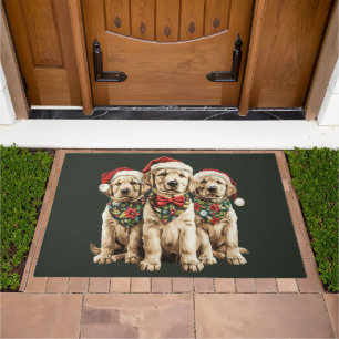 Merry Christmas Labrador Retriever Santa Puppy Dog Doormat