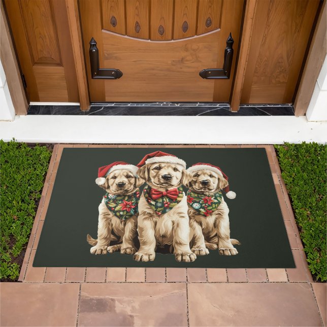 Merry Christmas Labrador Retriever Santa Puppy Dog Doormat (Outdoor)