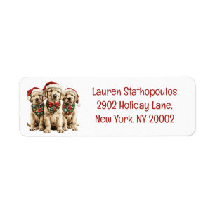 Merry Christmas Labrador Retriever Santa Puppy Dog Label