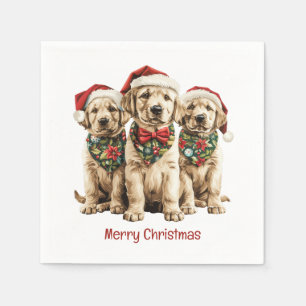 Merry Christmas Labrador Retriever Santa Puppy Dog Napkins