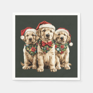 Merry Christmas Labrador Retriever Santa Puppy Dog Napkins