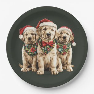 Merry Christmas Labrador Retriever Santa Puppy Dog Paper Plates