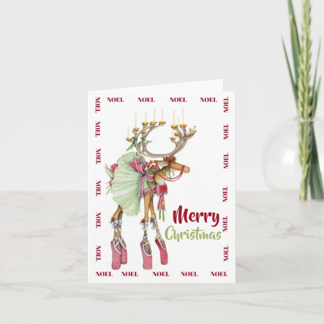 Merry Christmas - Laced-Up Ballerina Holiday Card (Front)
