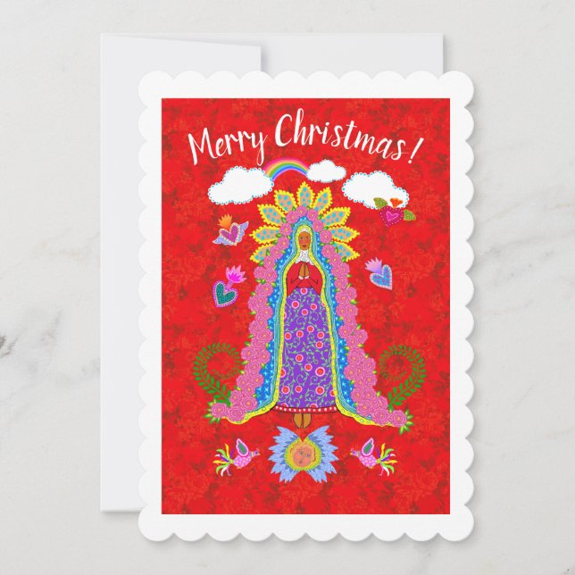 Merry Christmas Lady of Guadalupe Flat Card (Front)