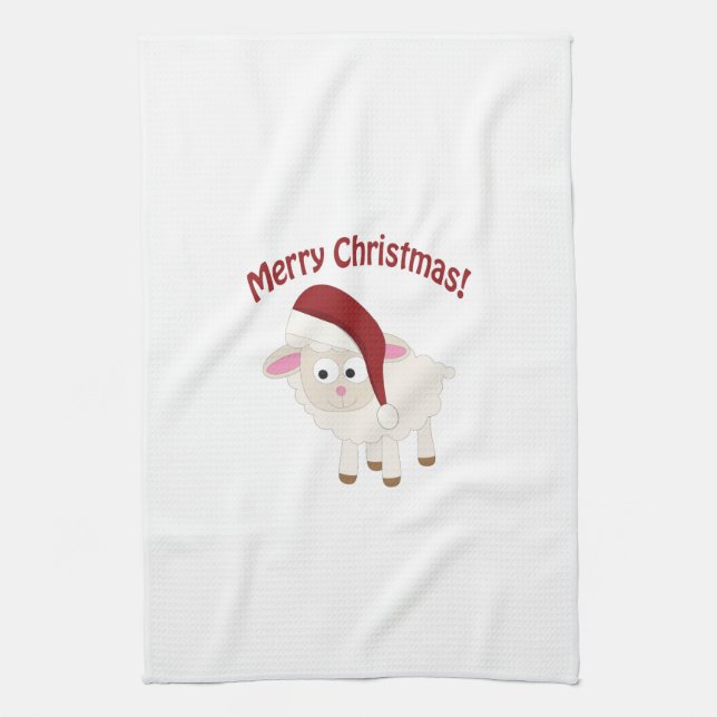 Merry Christmas Lamb Towel (Vertical)