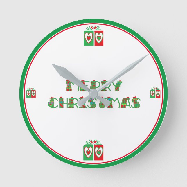 Merry Christmas Large Acrylic Wall Clock (Front)