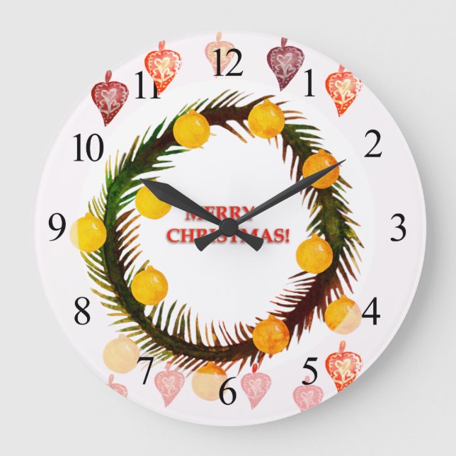 Merry Christmas Large Clock (Front)
