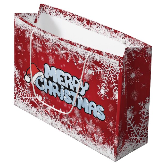 Merry Christmas Large Gift Bag (Front Angled)