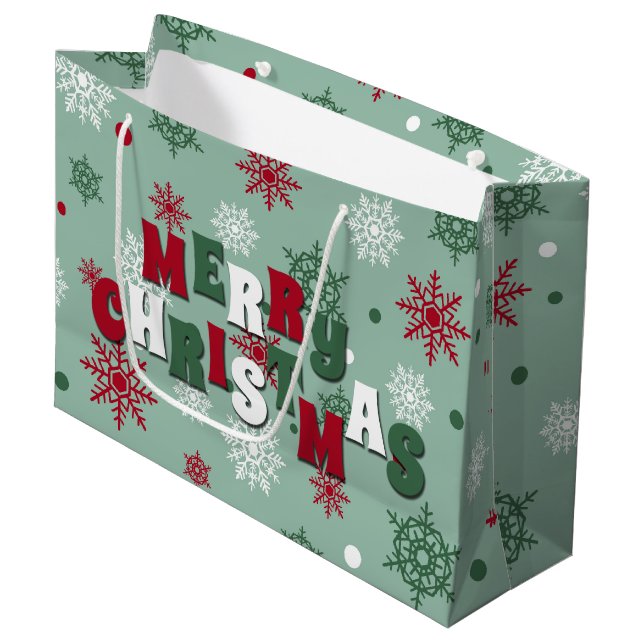 Merry Christmas Large Gift Bag (Front Angled)