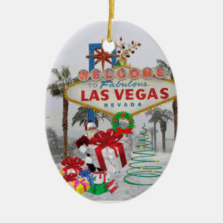 Las Vegas Sign Strip Hotels Christmas Tree Holiday Hanging Ornament Santa Sleigh