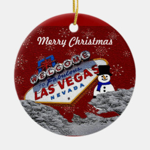 Merry Christmas Las Vegas Snowman Ornament