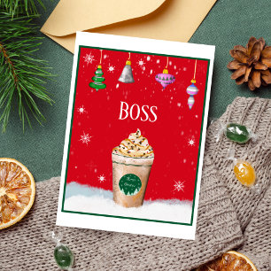 Merry Christmas Latte With Vintage Ornament Boss Card