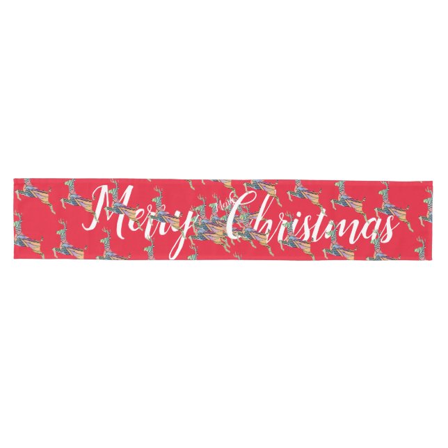 Merry Christmas Leaping Deer  Medium Table Runner (Horizontal)