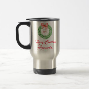 Merry christmas leaves   travel mug