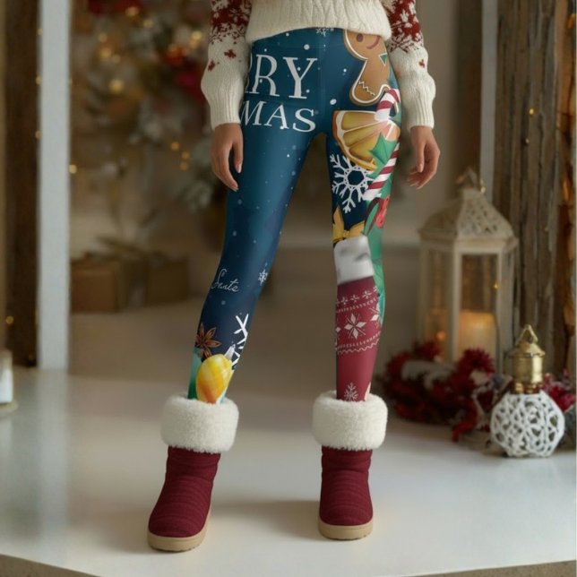 Merry Christmas Leggings – Festive Cheer from Top  (Celebrate the magic of the season with our Merry Christmas Leggings by Becky Boom.)