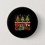 Merry Christmas Leopard Colorful Xmas Trees Bow Ti Button