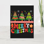 Merry Christmas Leopard Colorful Xmas Trees Bow Ti Card
