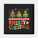 Merry Christmas Leopard Colorful Xmas Trees Bow Ti Magnet