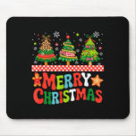 Merry Christmas Leopard Colorful Xmas Trees Bow Ti Mouse Pad