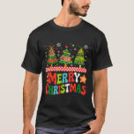 Merry Christmas Leopard Colorful Xmas Trees Bow Ti T-Shirt
