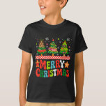 Merry Christmas Leopard Colorful Xmas Trees Bow Ti T-Shirt