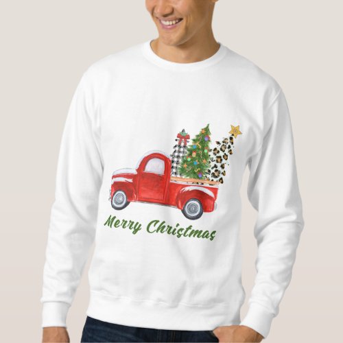 Merry Christmas Leopard Plaid Christmas TreeRed Tr Sweatshirt