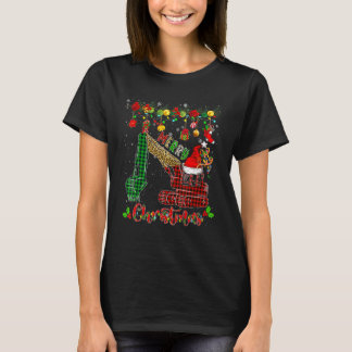 Merry Christmas Leopard Plaid Santa Reindeer Elf E T-Shirt