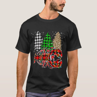 Merry Christmas Leopard Plaid Tree Funny Lobster A T-Shirt