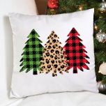 Merry christmas leopard print buffalo plaid throw pillow<br><div class="desc">Merry christmas leopard print buffalo plaid</div>