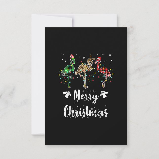 Merry Christmas Leopard Red Green Plaid Flamingo RSVP Card (Front)