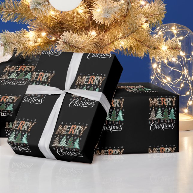 Merry Christmas Leopard Xmas Holiday Family Wrapping Paper (Holidays)