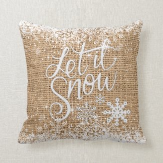 Merry Christmas Let it Snow - Faux Burlap Throw Pillow