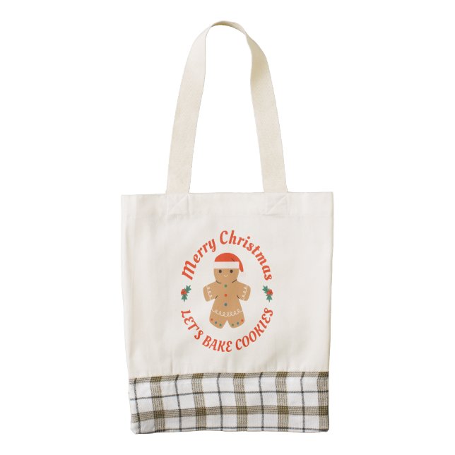 Merry Christmas Let's Bake Cookies Zazzle HEART Tote Bag (Front)