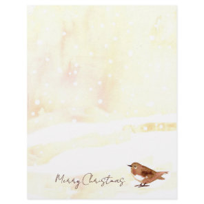 Merry Christmas Letter Sparrow Snow Bird Letterhead