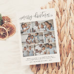 Merry Christmas Lettering 6 Photo Collage Holiday Card<br><div class="desc">Celebrate the season with this modern and stylish multi-photo holiday card from Cali Graphics! This simple design features "merry christmas" in elegant script lettering with swirly flourishes on the first and last letters. Below, in the middle of the card, there is a photo collage showcasing 6 of your favorite photos...</div>