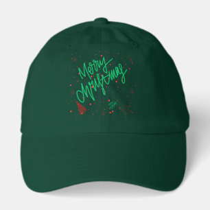 Merry Christmas Lettering and Gingerbread Holiday. Hat