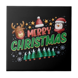 merry christmas lettering design ceramic tile