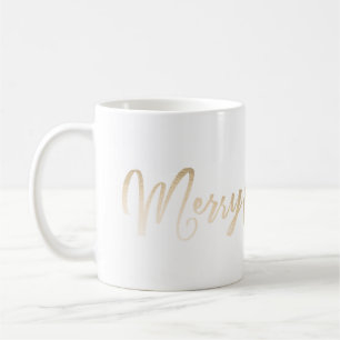 Merry Christmas Lettering Gold Foil Christmas Coffee Mug