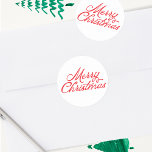 Merry Christmas Lettering Red and White Classic Round Sticker<br><div class="desc">***this design is part of a christmas holiday collection*** _______________________ this design template is fully editable and customizable by you the customer - click personalize further button if you with to move, add, delete or make major changes to the design _______________________ *if you have any DESIGN questions or need more...</div>