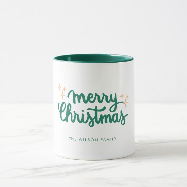 Merry Christmas Lettering Stars Family Mug (Creator Uploaded)