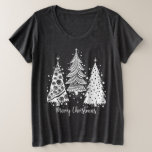 Merry Christmas Lettering with Christmas Trees Plus Size T-Shirt