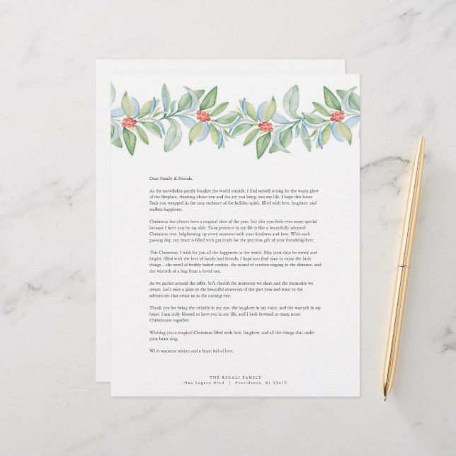 Merry Christmas Letters Template Letterhead (Front/Back In Situ)