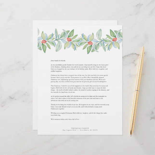 Merry Christmas Letters Template Letterhead Zazzle