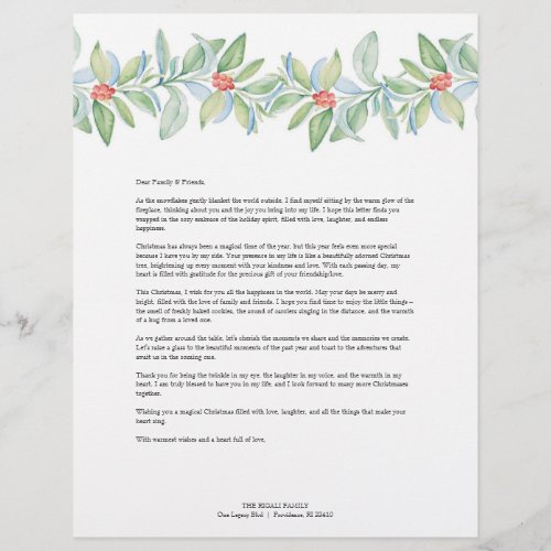 Merry Christmas Letters Template Letterhead